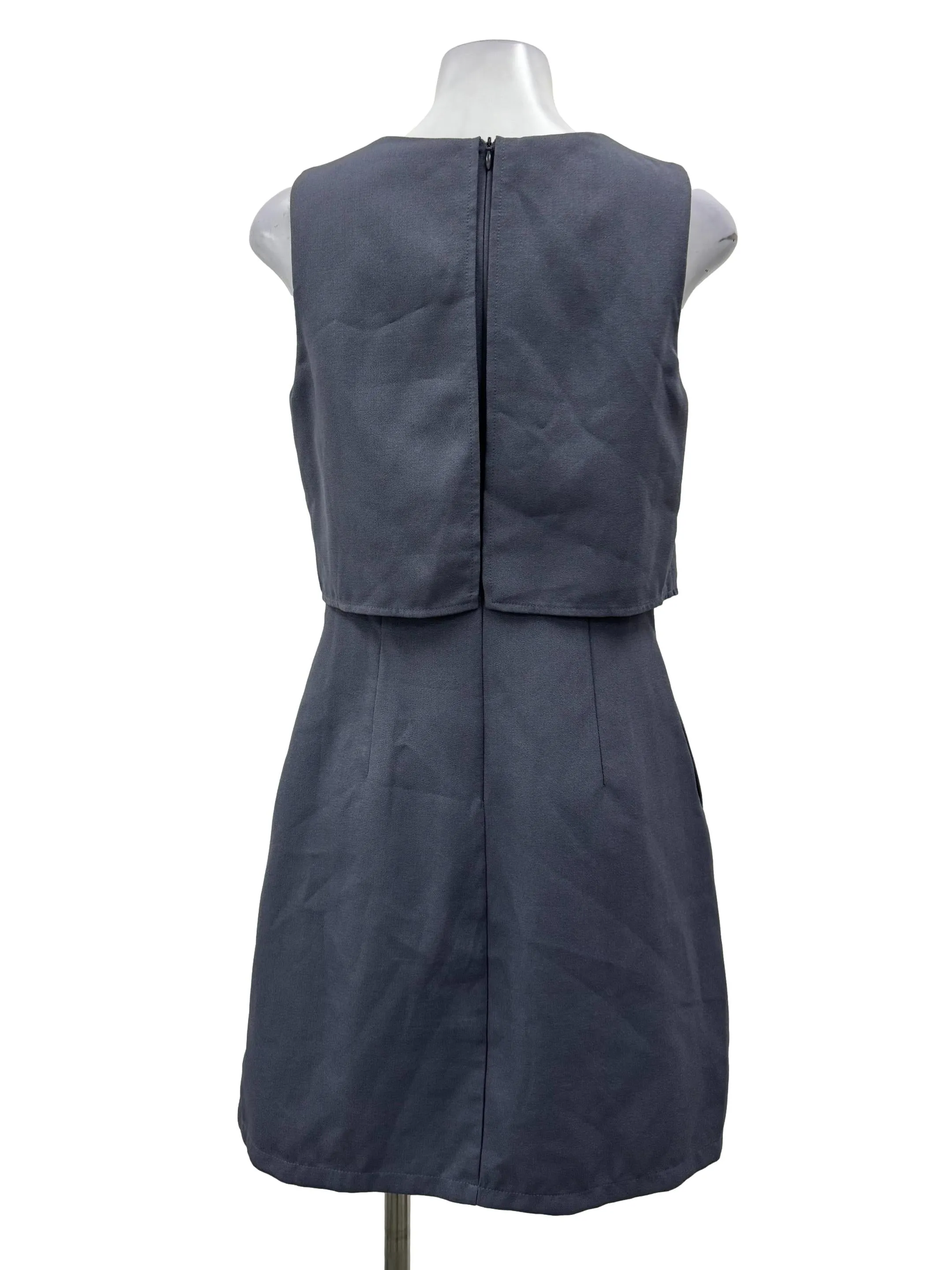 Dark Grey Sabrina Neckline Peplum Dress