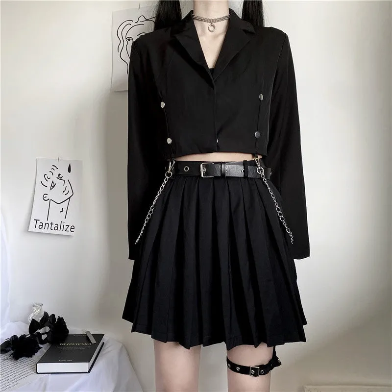 Dark Pleated Skirt yc22874