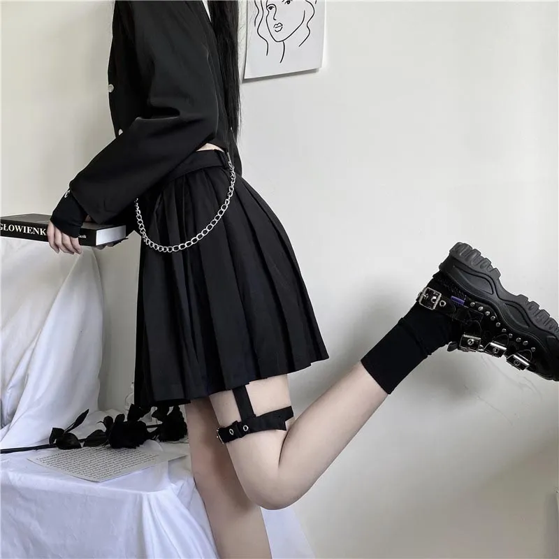 Dark Pleated Skirt yc22874