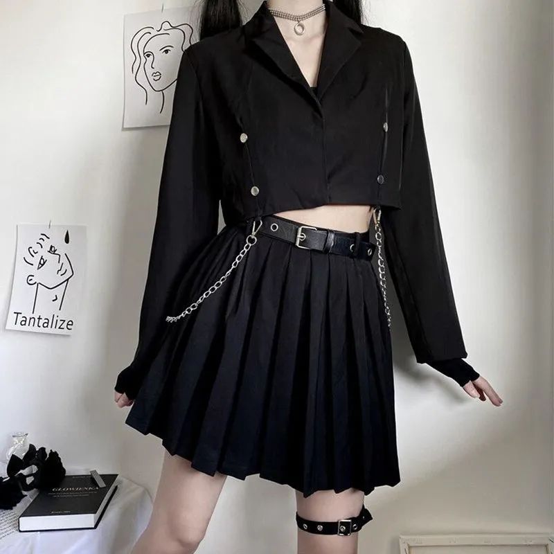 Dark Pleated Skirt yc22874
