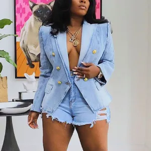 Denim Double Breasted Jacket