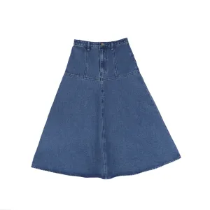 Denim seam fly front midi skirt by Valentina