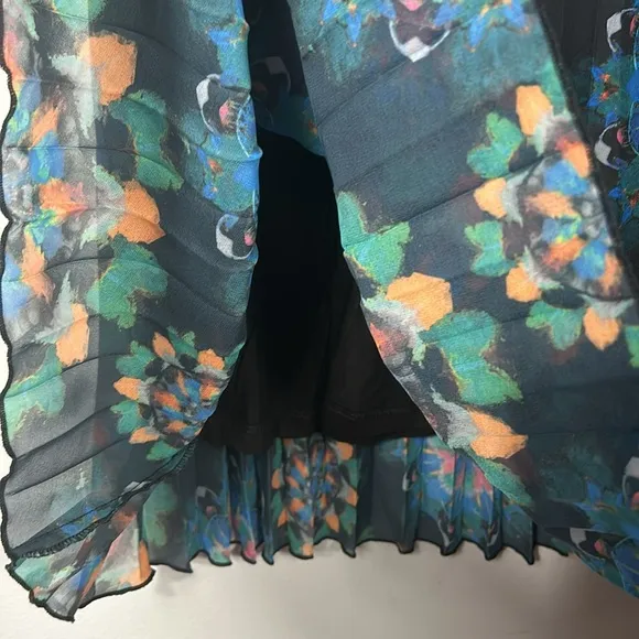 Desigual Midi Pleated chiffon Skirt Elastic Band size US 6