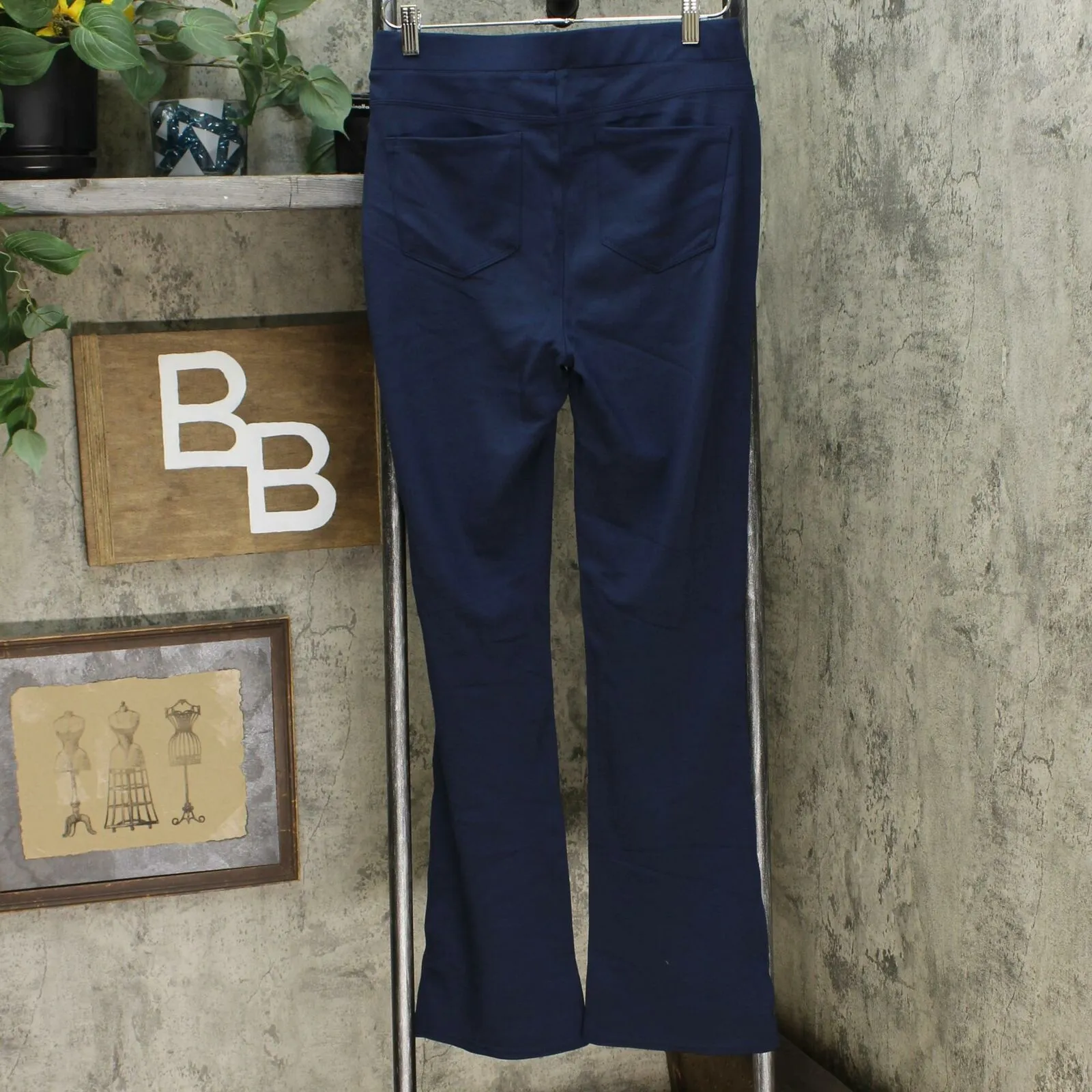 DG2 by Diane Gilman Pull On Ponte Boot-Cut Pants Small Tall Navy