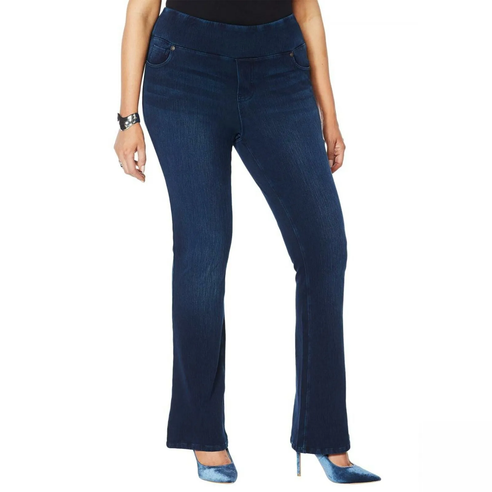 DG2 by Diane Gilman Women's Plus Size Stretch Knit Twill Boot Cut Jeggings