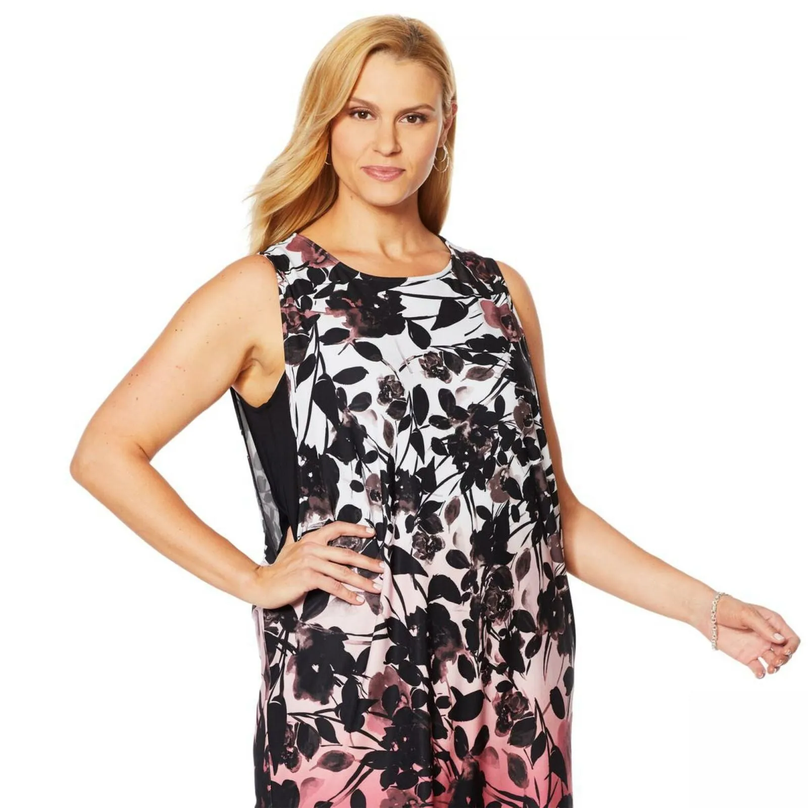 DG2 by Diane Gilman Women's Plus Size Tank Dress With Side Slits