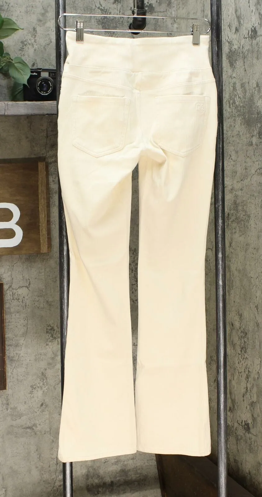 DG2 by Diane Gilman Women's Stretch Knit Twill Boot Cut Jeggings Cream XS