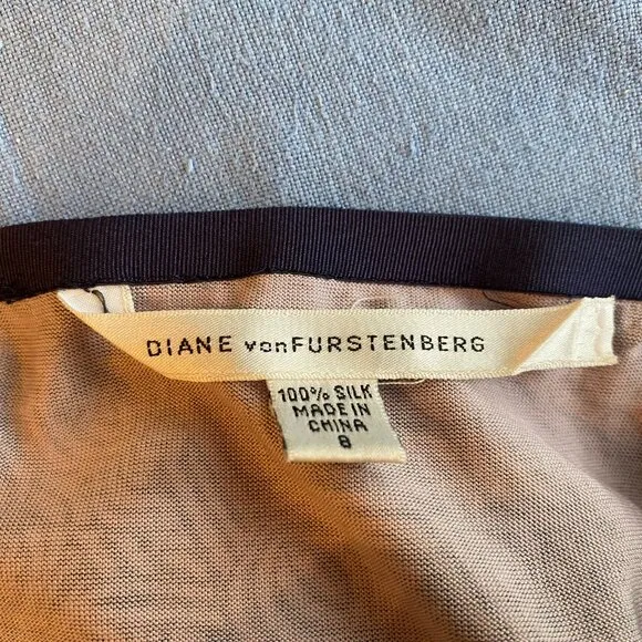Diane von Furstenberg Justin 100% Silk Jersey Navy Blue Geometric Skirt Size 8