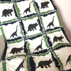 Dinosaur Crib Bedding | Green & Navy