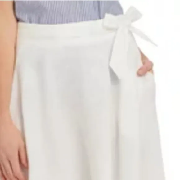 DKNY IVORY MIDI ASYMMETRIC SKIRT WITH BELT SIZE 12