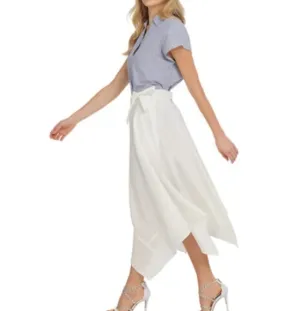DKNY IVORY MIDI ASYMMETRIC SKIRT WITH BELT SIZE 12