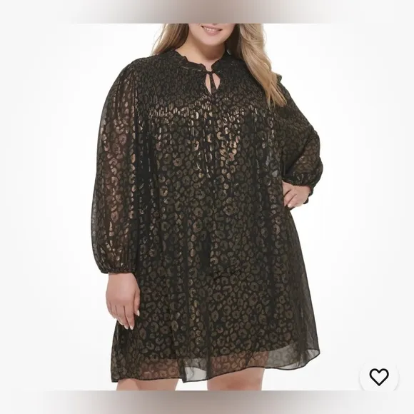 DKNY Womens Black Lined Pullover Balloon Sleeve Shift Dress Plus Size: 20W NWT