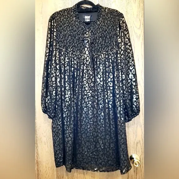 DKNY Womens Black Lined Pullover Balloon Sleeve Shift Dress Plus Size: 20W NWT