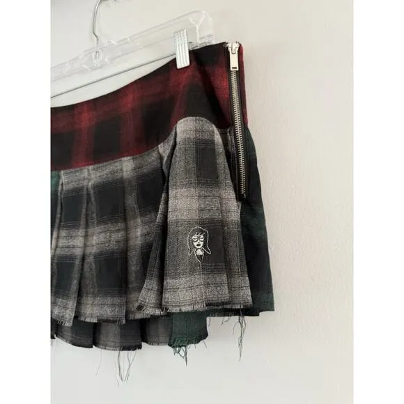 Dolls Kill X Daria 90s Cynic Plaid Mini Skirt Sz XL Dark Academia Pleated