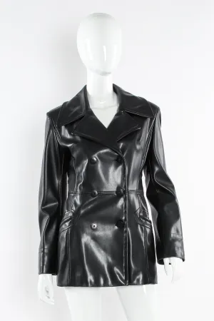Double Breasted Faux Leather Blazer