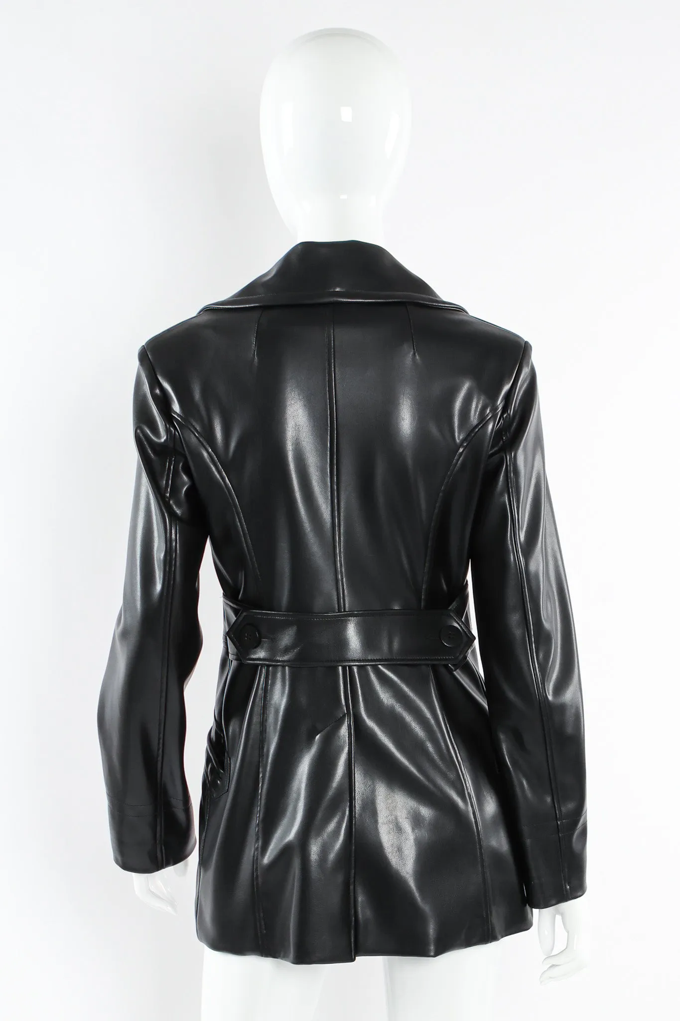 Double Breasted Faux Leather Blazer