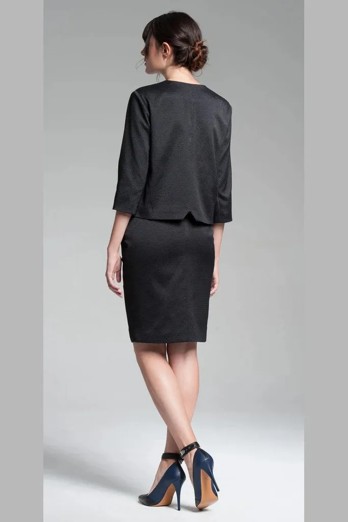 Double Breasted Open Keyhole Jacket - Black