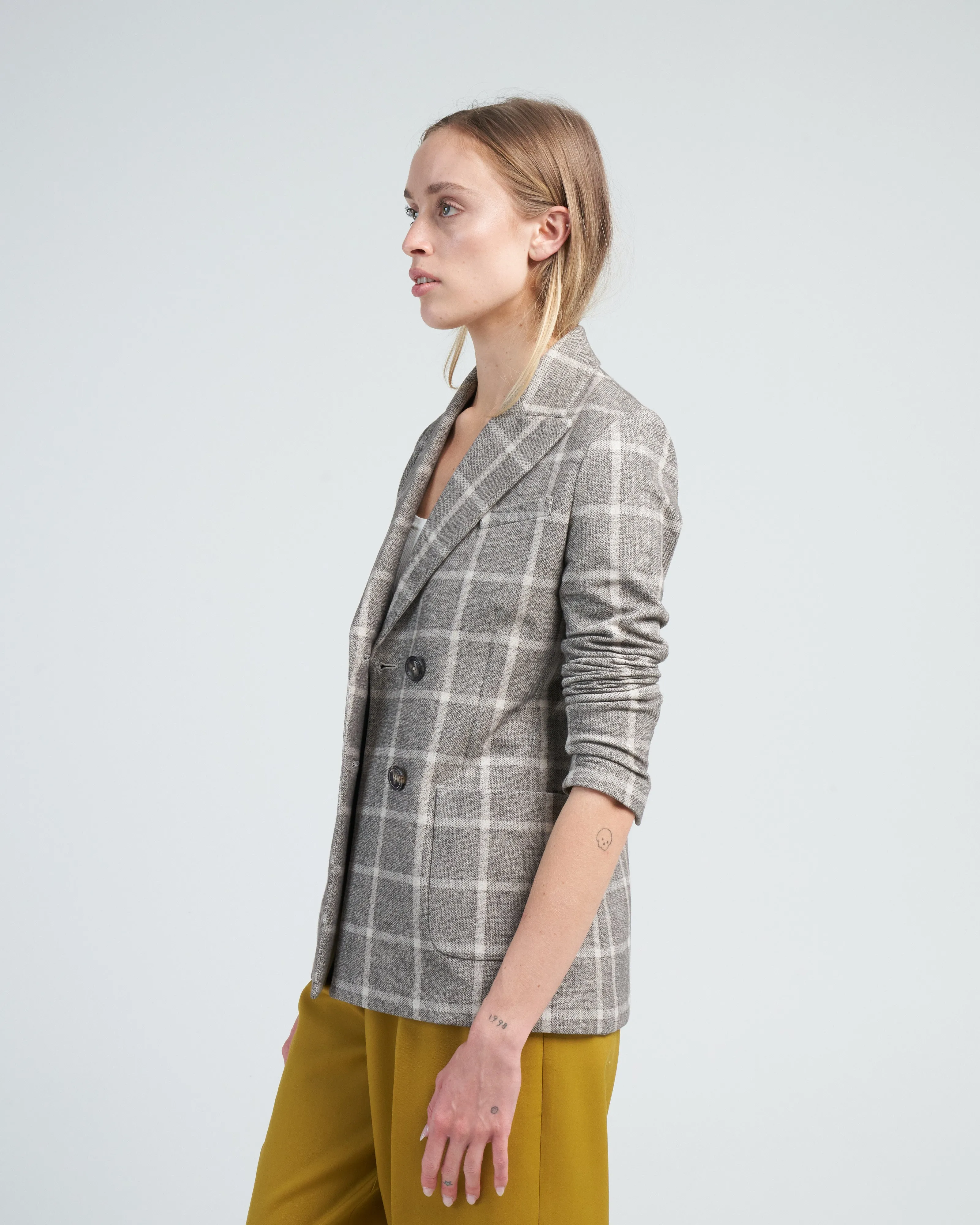 double breasted plaid jacket
