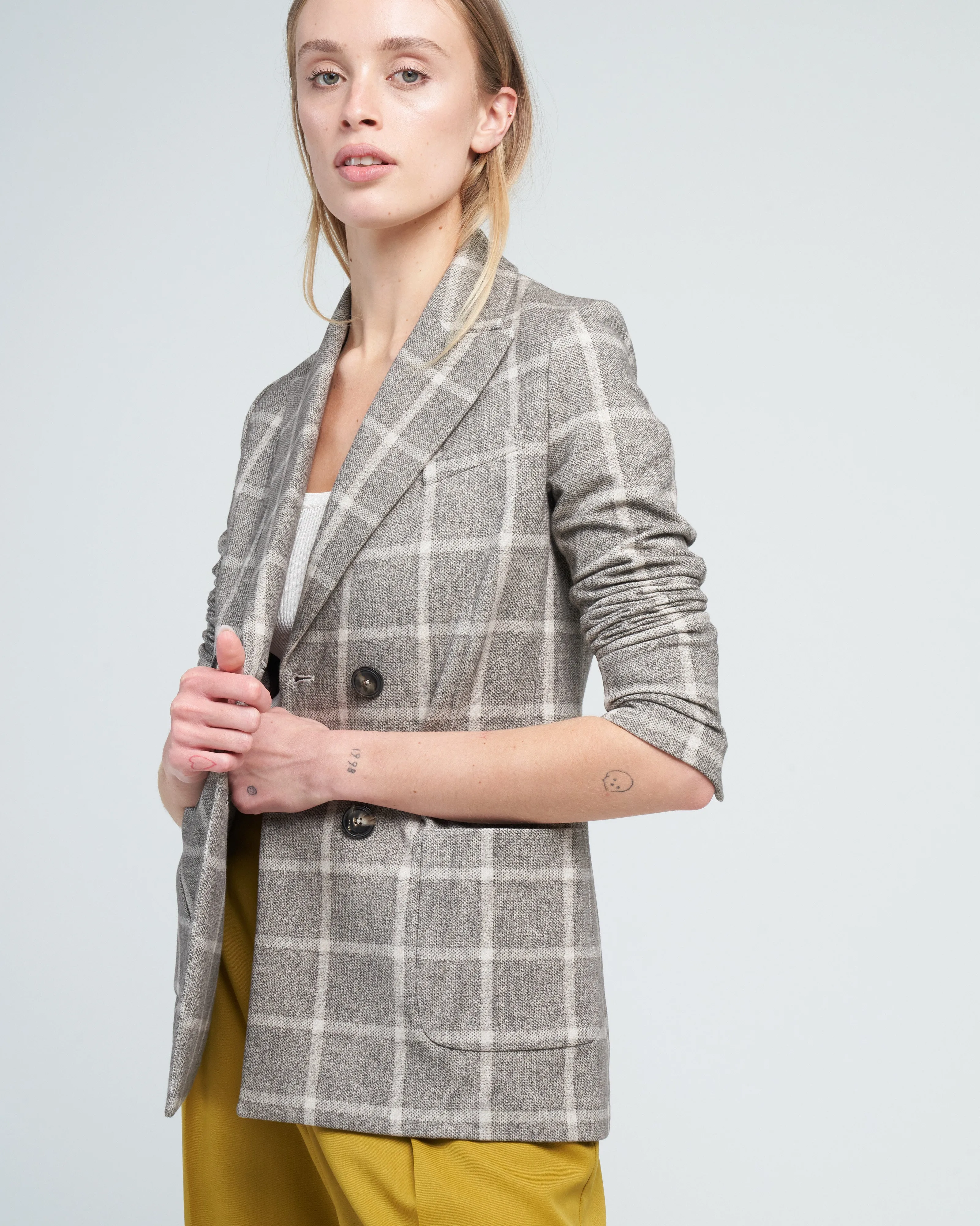 double breasted plaid jacket