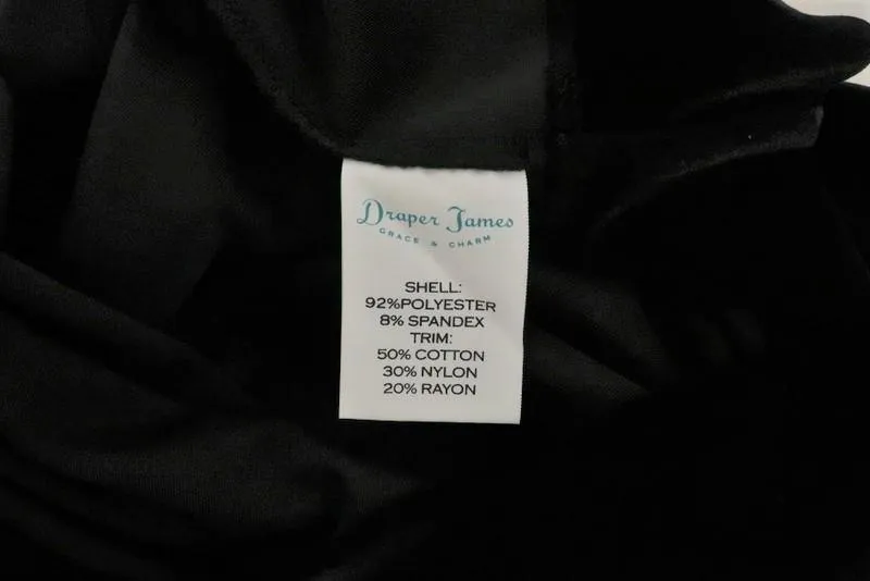 Draper James Dress Black Velvet & Ivory Lace Size 2 Long Sleeve Shift