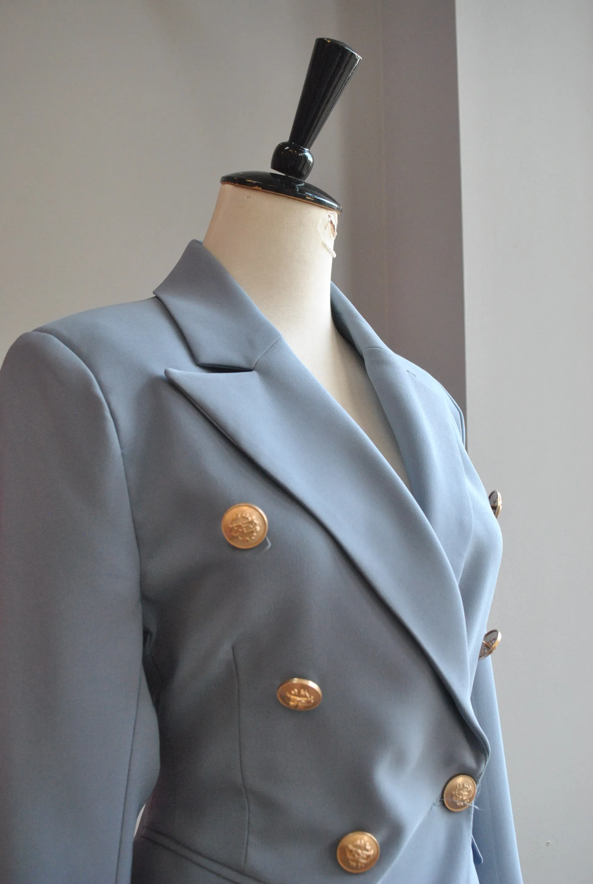DUSTY BLUE DOUBLE BREASTED BLAZER
