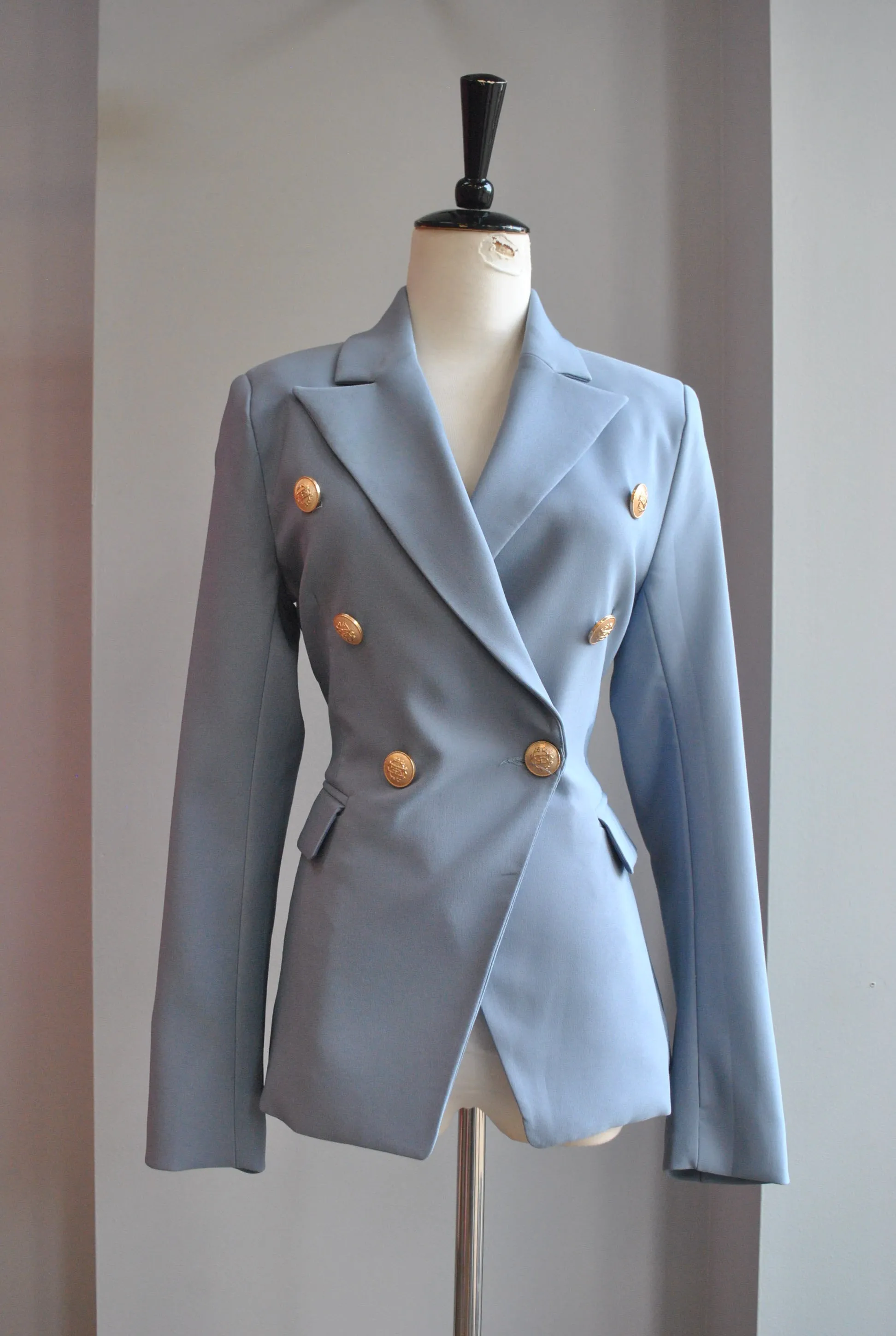 DUSTY BLUE DOUBLE BREASTED BLAZER