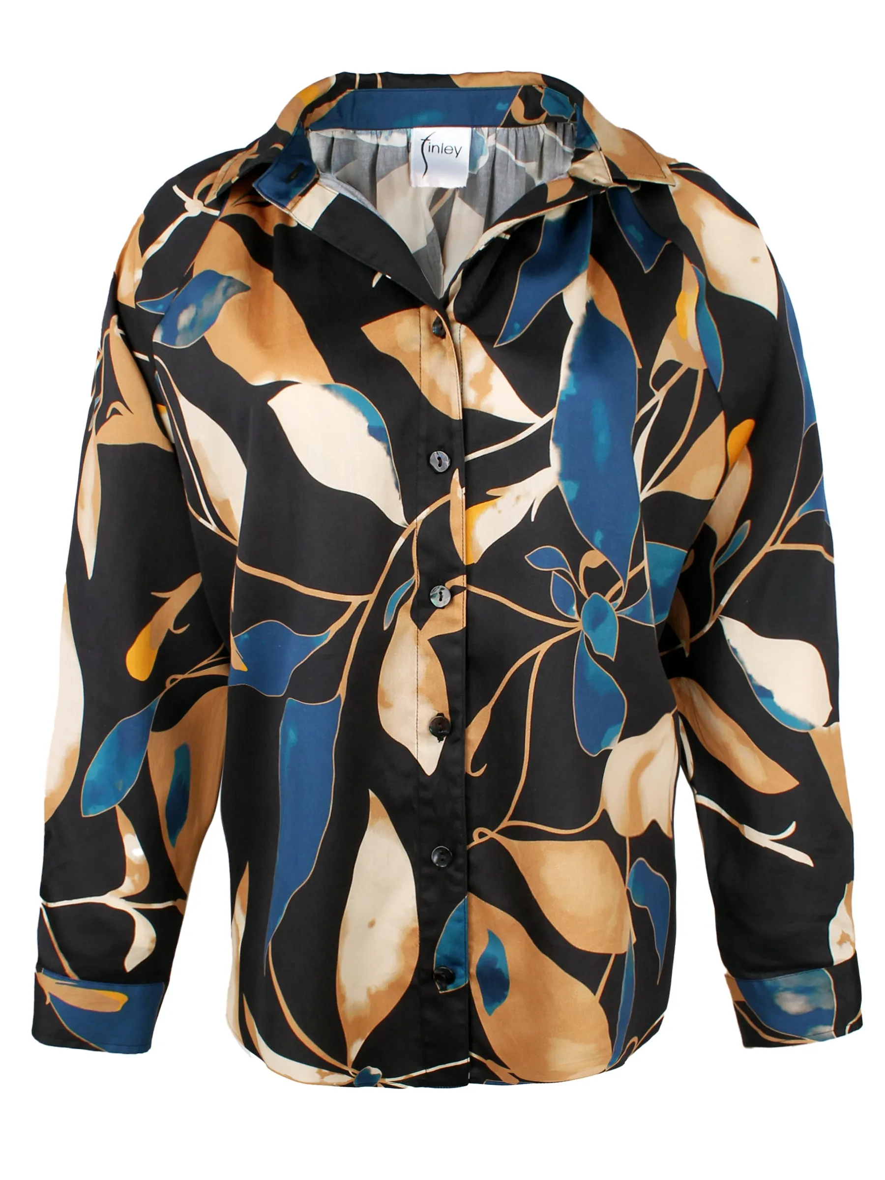 Dylan Dolman Sleeve Shirt Bronzed & Blue Floral
