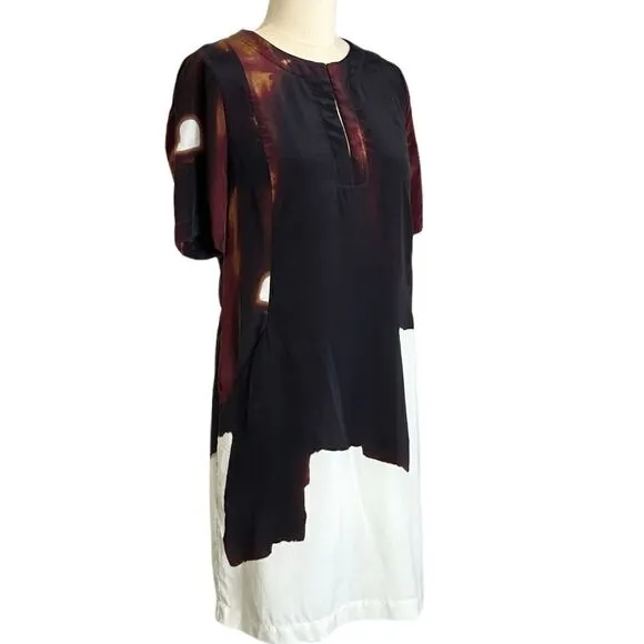 Ecru Silk Mini Shift Dress| Size XS