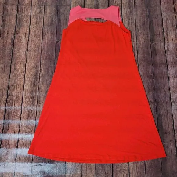 Eileen Fisher Dress Womens S Firefly Square Neck Shift Knee Length Back Cut Out