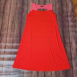 Eileen Fisher Dress Womens S Firefly Square Neck Shift Knee Length Back Cut Out