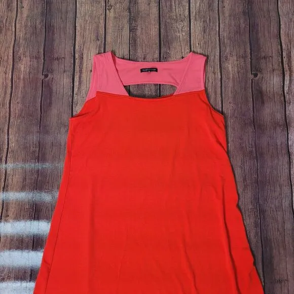 Eileen Fisher Dress Womens S Firefly Square Neck Shift Knee Length Back Cut Out