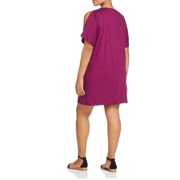 Eileen Fisher Jersey Elbow Sleeve Boat Neck Knee Length Shift Dress