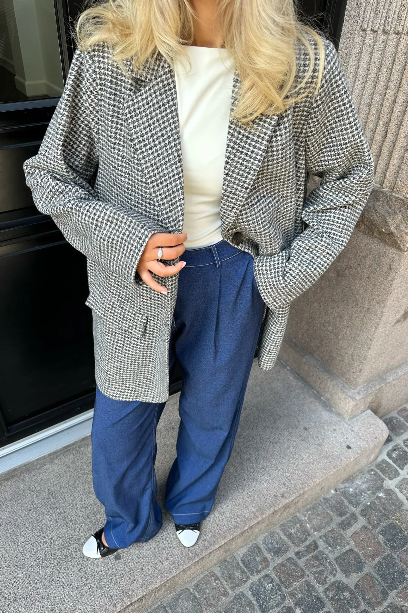 ElisaIC Blazer - Grå Beige Ternet