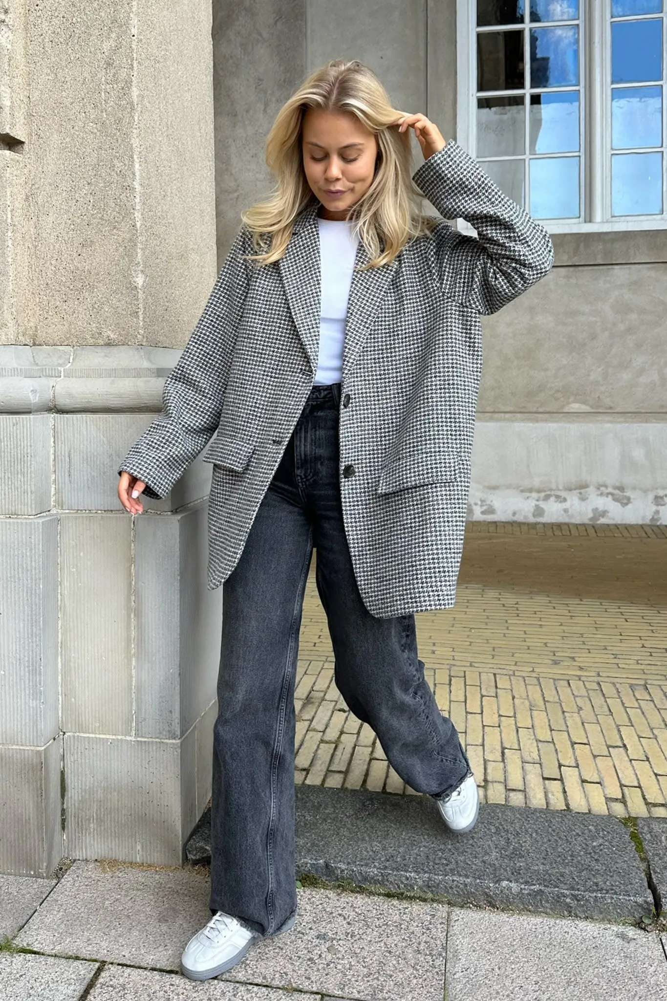 ElisaIC Blazer - Grå Beige Ternet