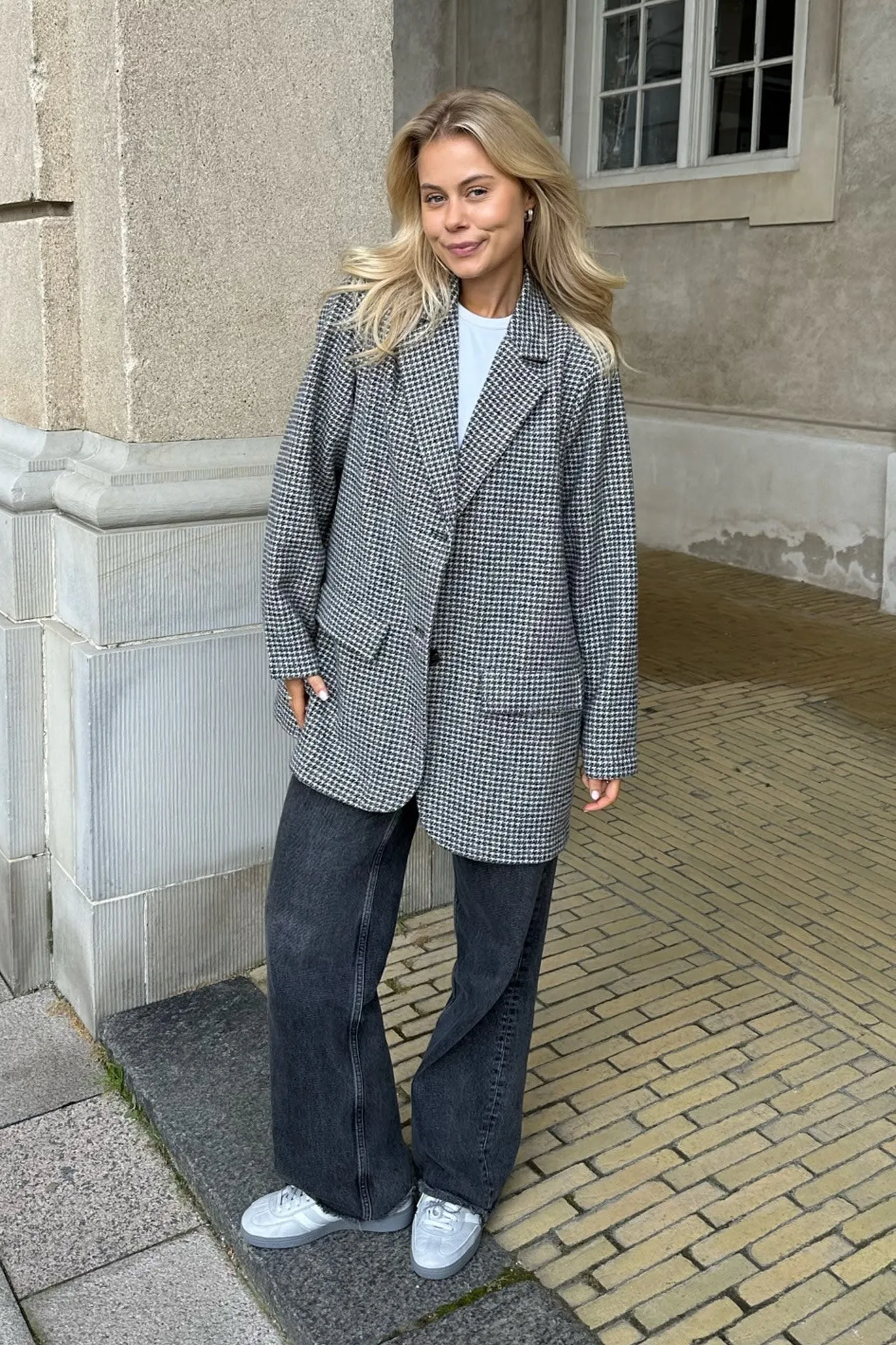 ElisaIC Blazer - Grå Beige Ternet