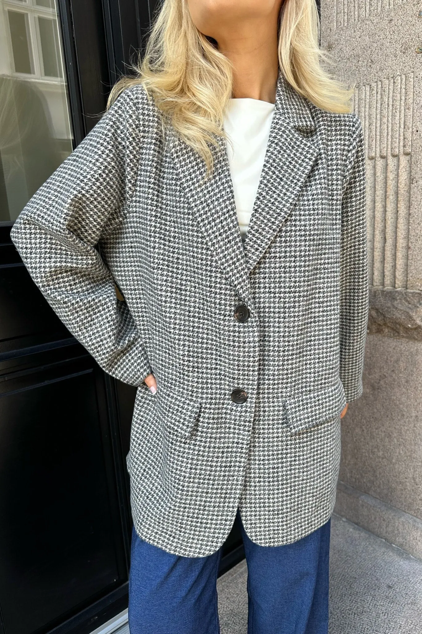 ElisaIC Blazer - Grå Beige Ternet