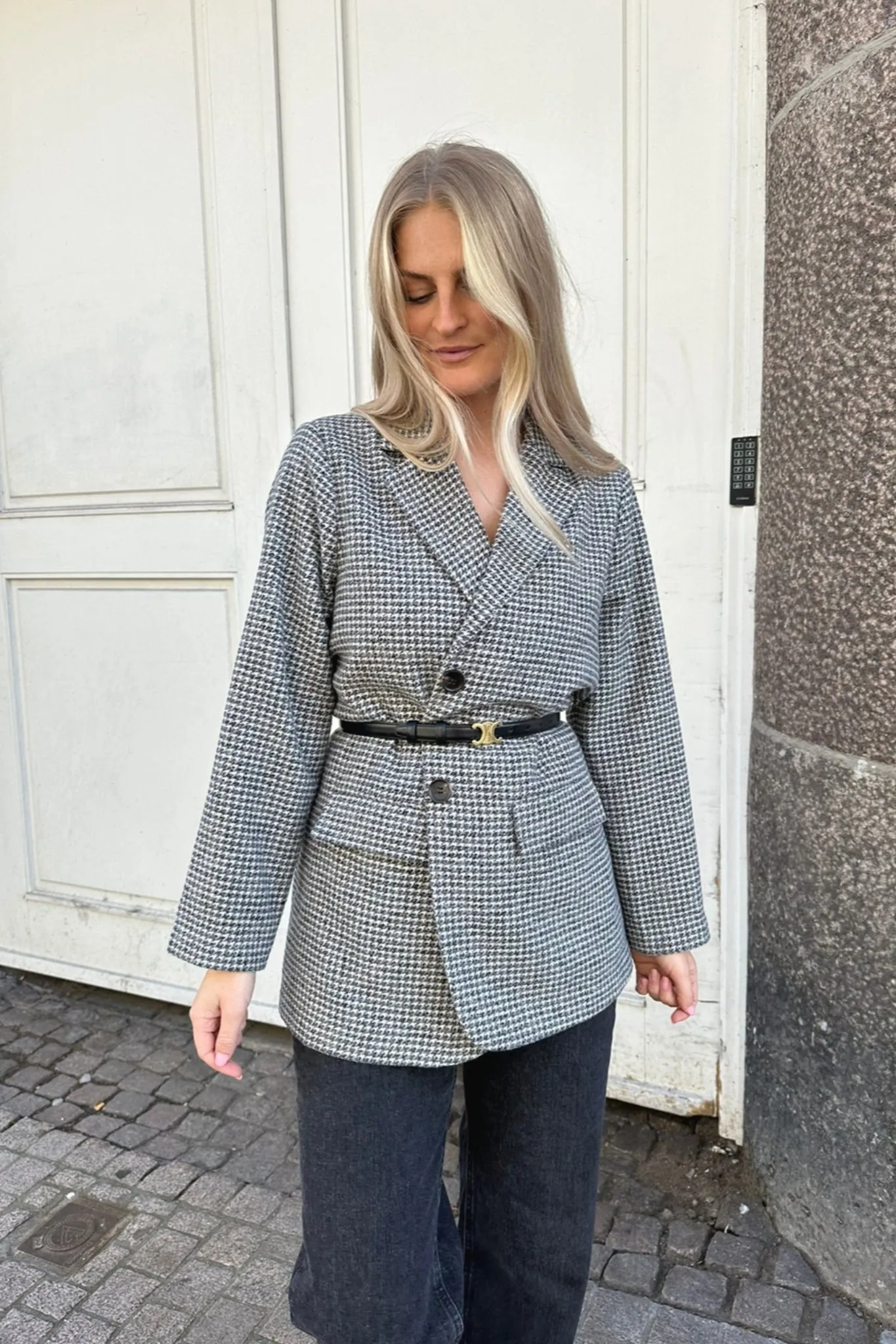 ElisaIC Blazer - Grå Beige Ternet