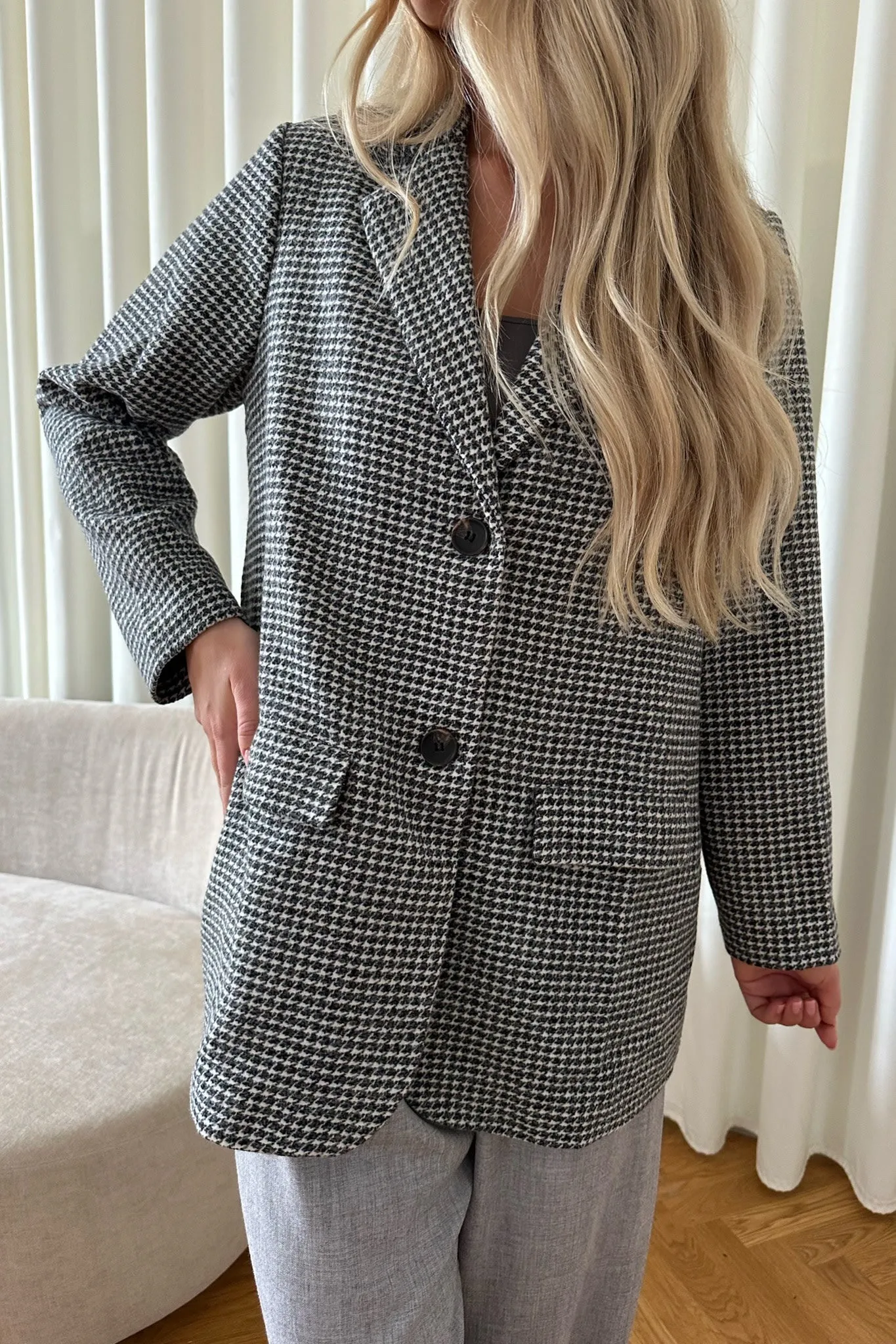 ElisaIC Blazer - Grå Beige Ternet