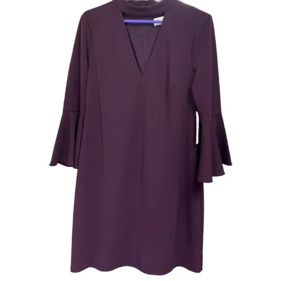 Eliza J Purple Bell Sleeve Choker Night Out Shift Dress