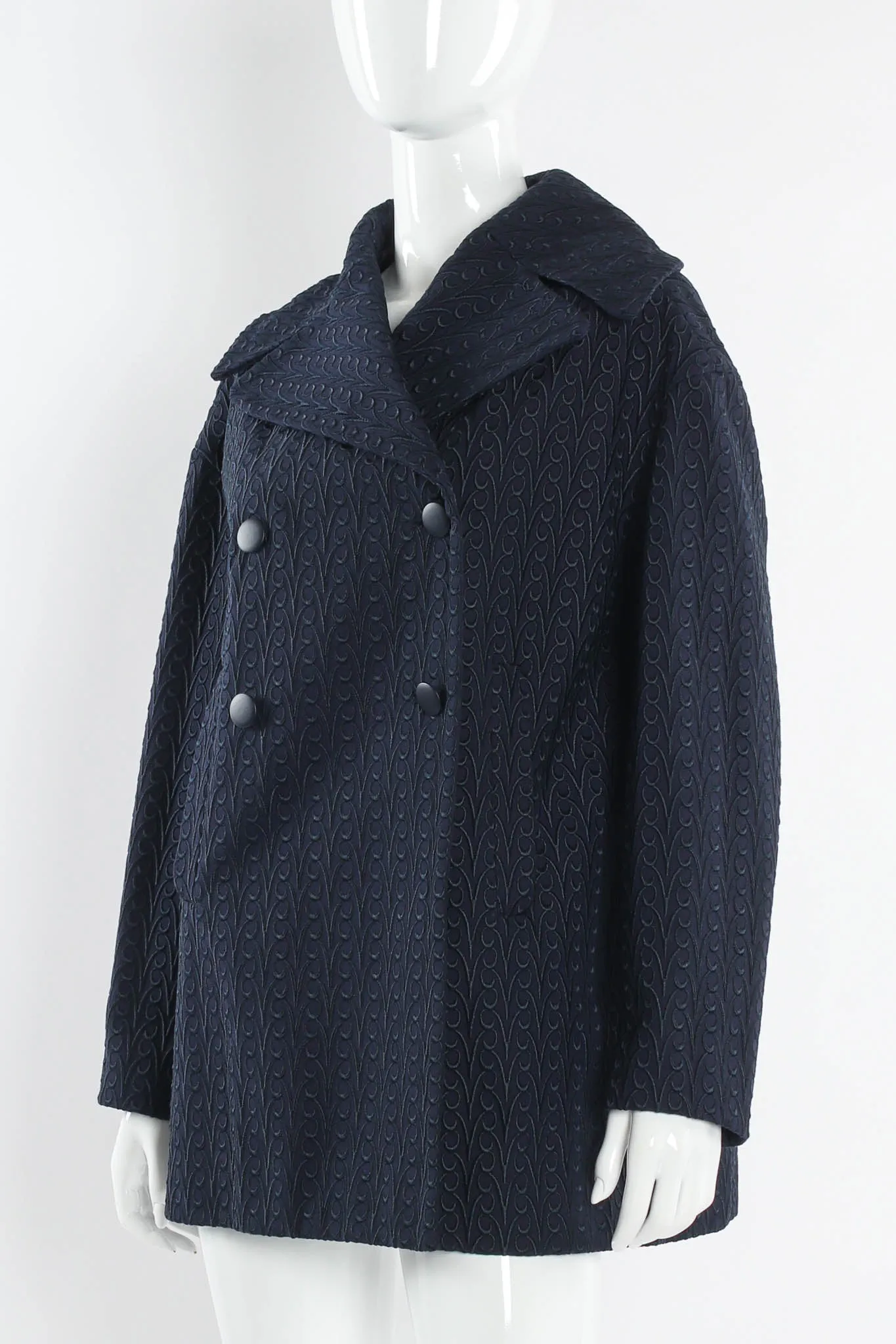 Embroidered Swirl Double Breasted Coat