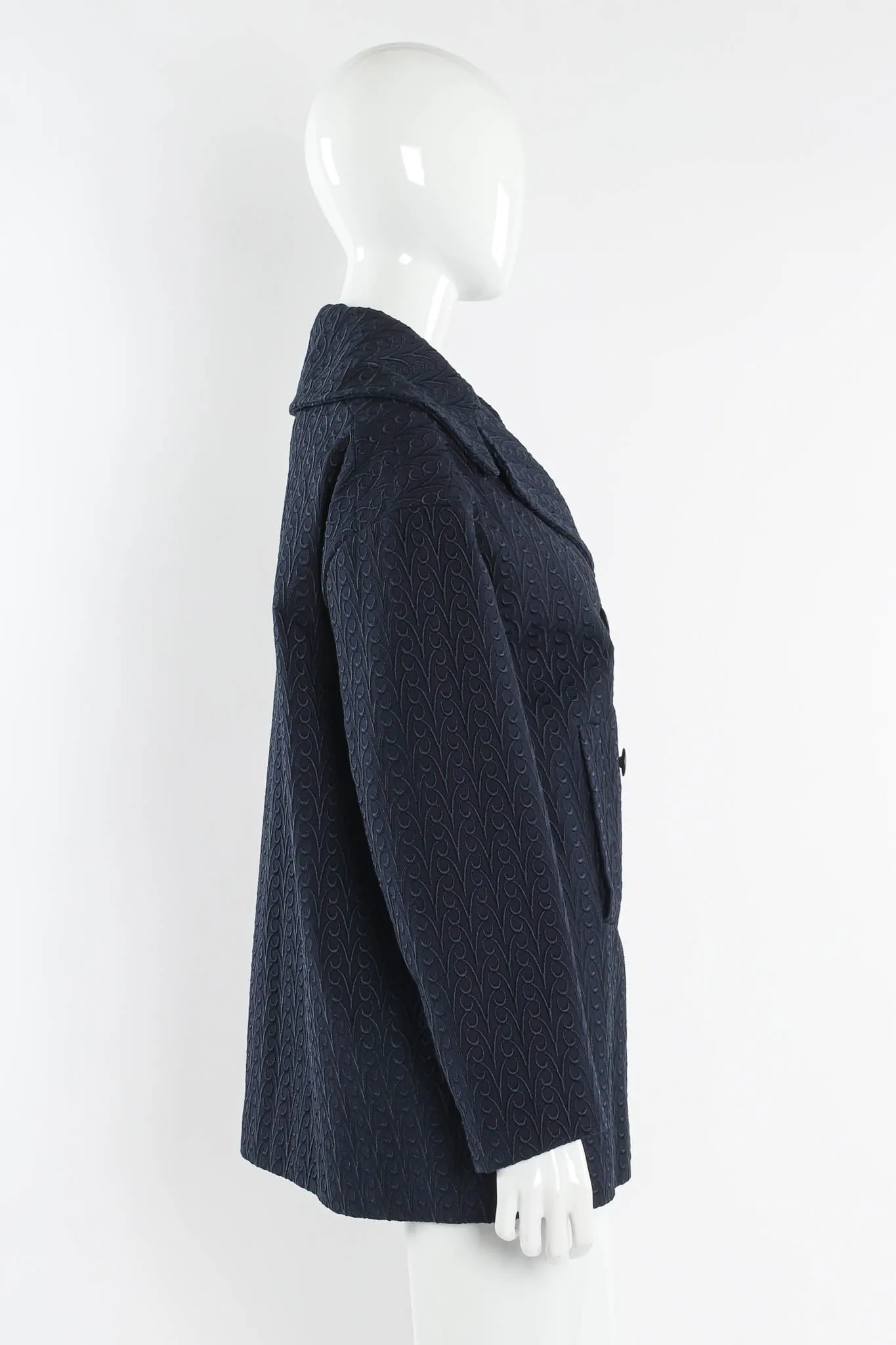 Embroidered Swirl Double Breasted Coat
