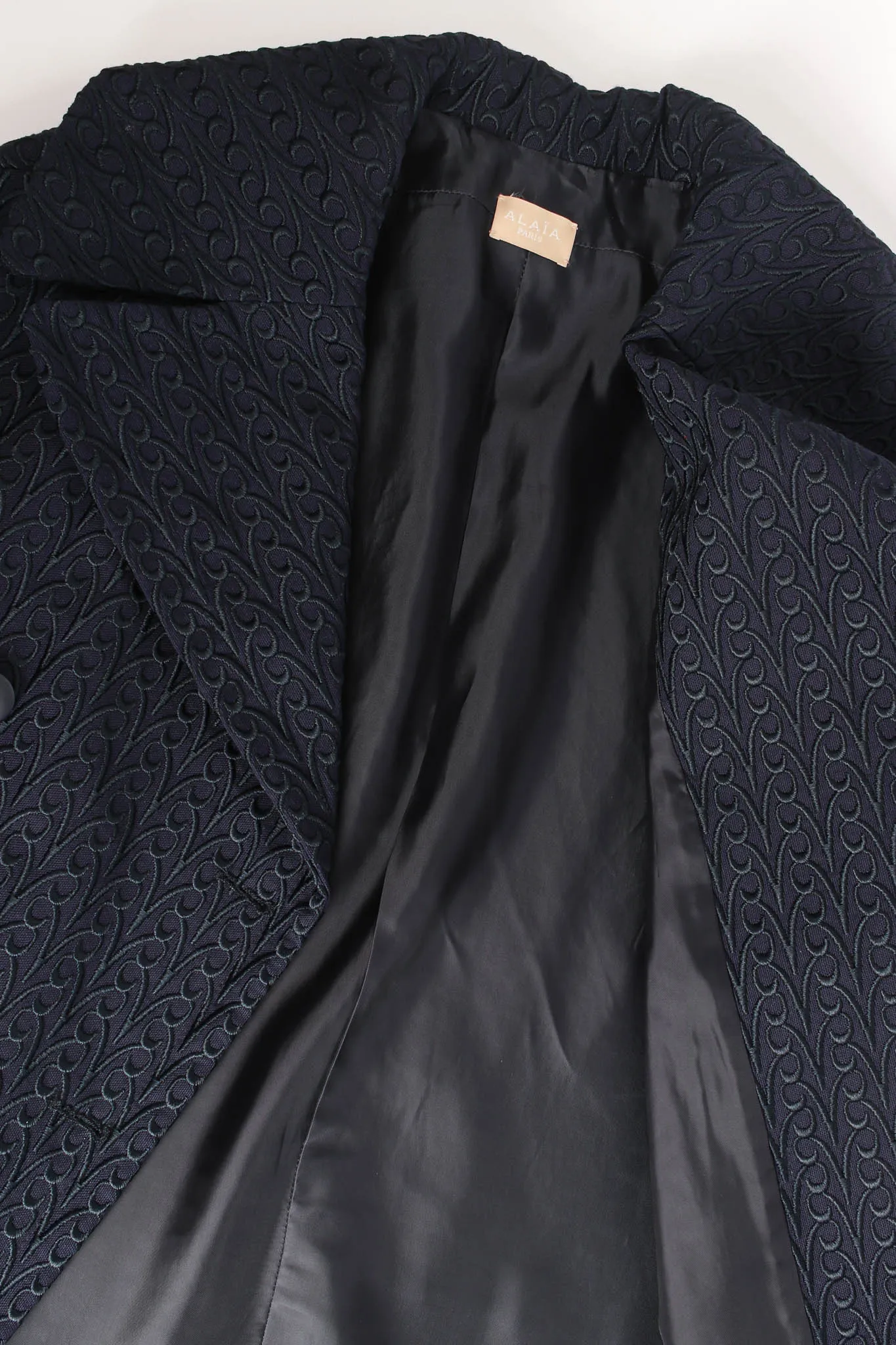 Embroidered Swirl Double Breasted Coat