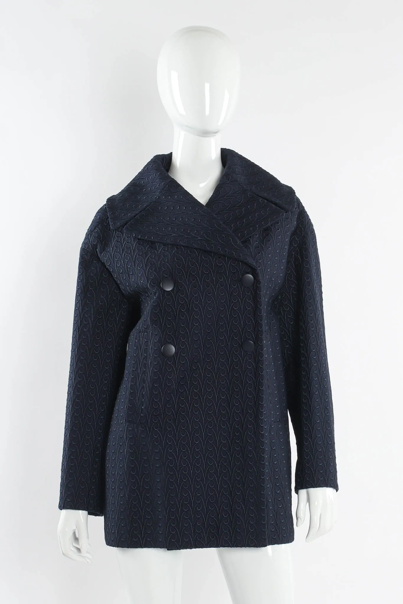 Embroidered Swirl Double Breasted Coat
