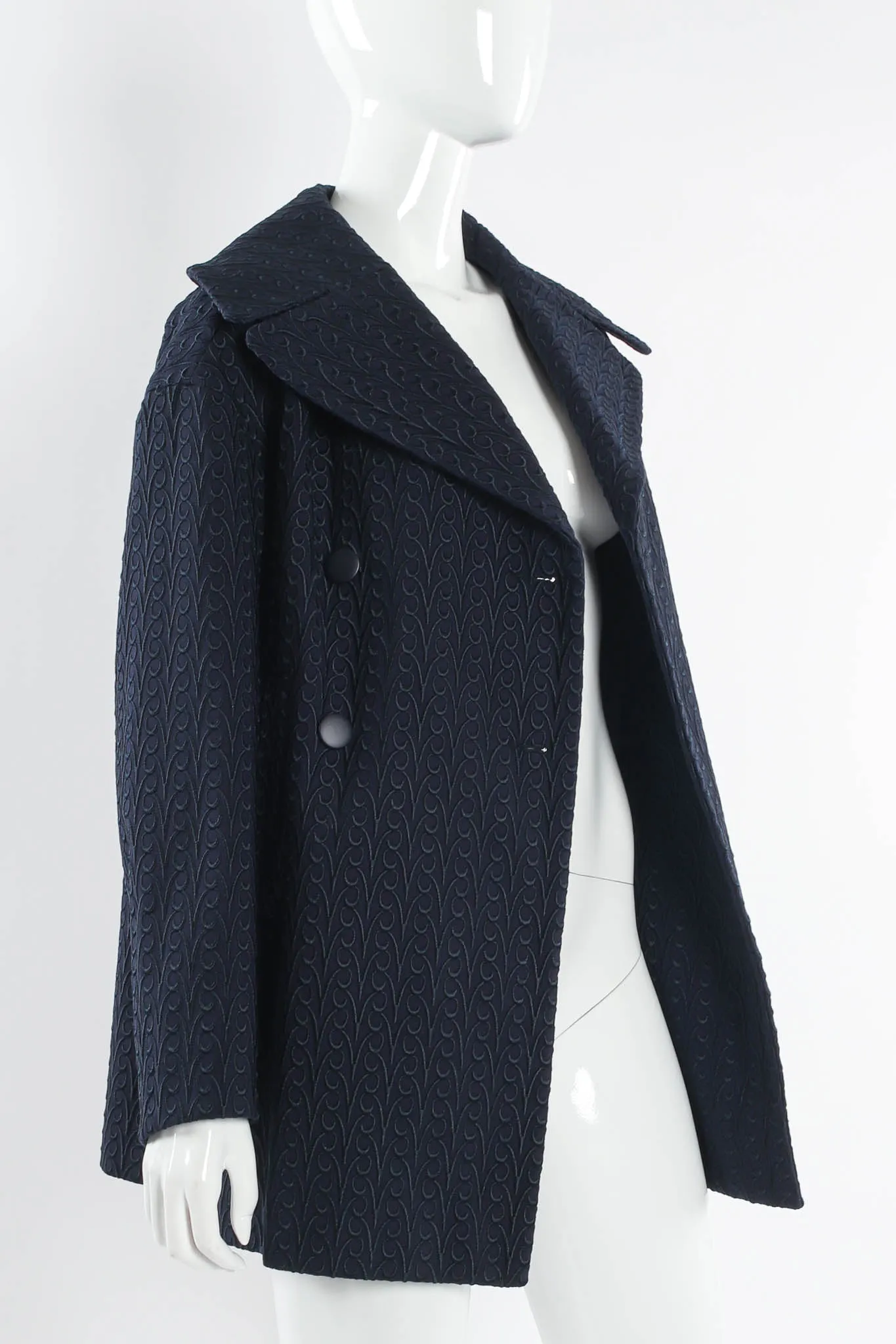 Embroidered Swirl Double Breasted Coat