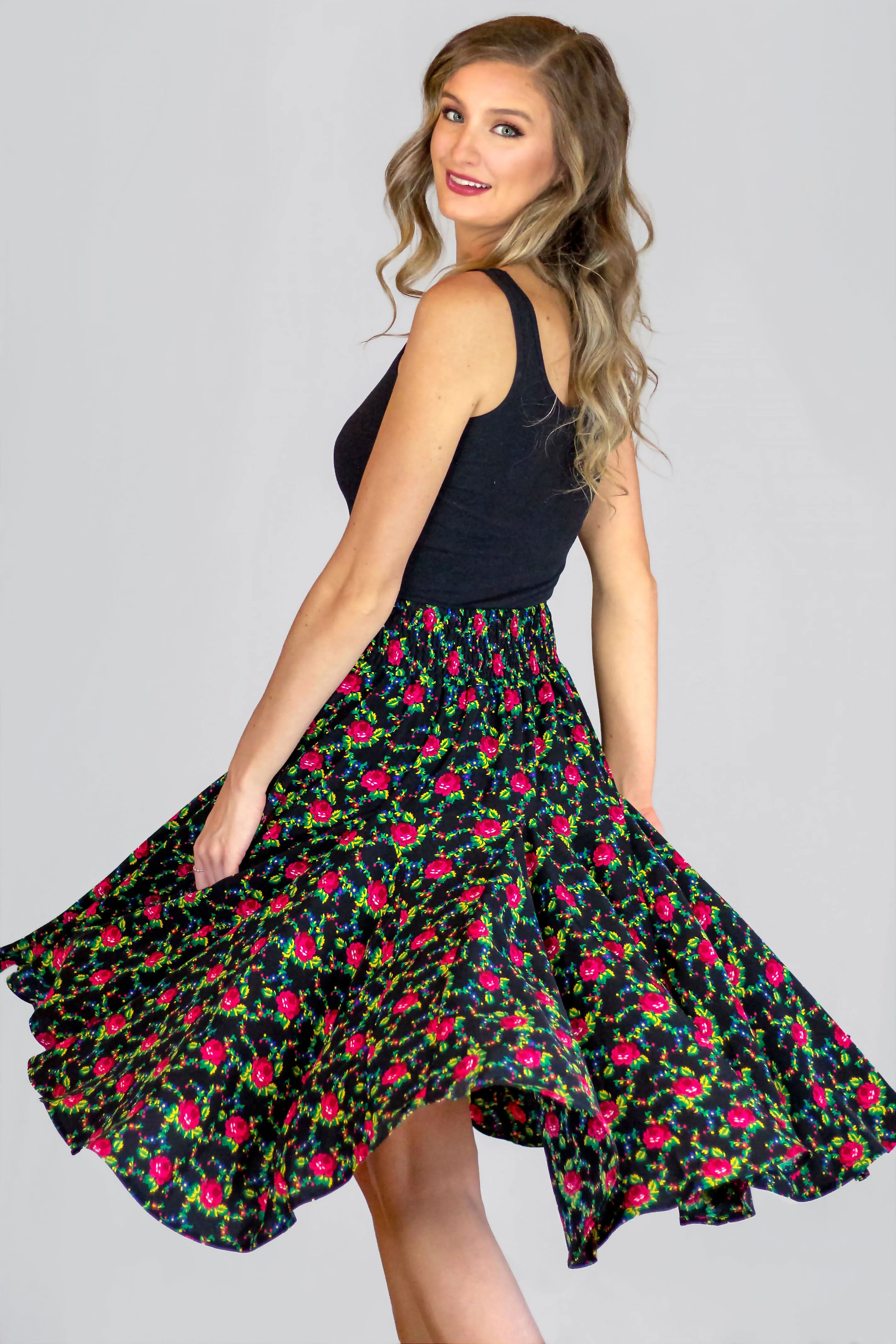 Emilia Black Folk Skirt