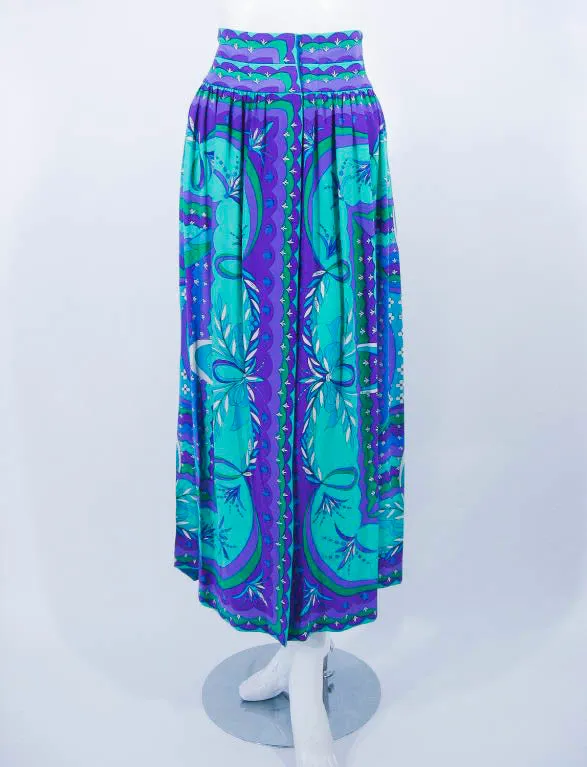 EMILIO PUCCI 1970s Silk Print Blouse & Skirt Ensemble