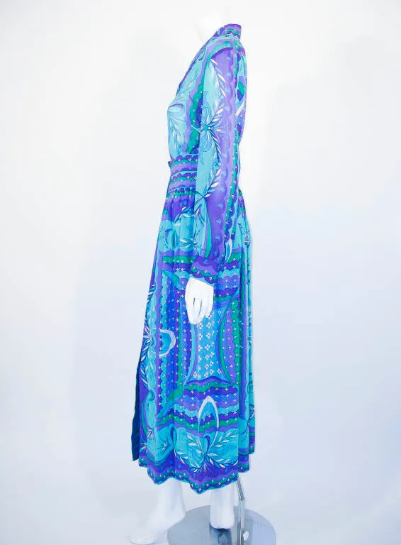 EMILIO PUCCI 1970s Silk Print Blouse & Skirt Ensemble