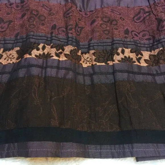 Entracte Paris Womens Metallic Blend Embroidered Pleated Skirt Size 2 Plum