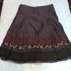 Entracte Paris Womens Metallic Blend Embroidered Pleated Skirt Size 2 Plum