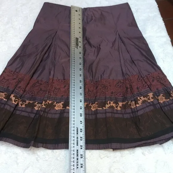 Entracte Paris Womens Metallic Blend Embroidered Pleated Skirt Size 2 Plum